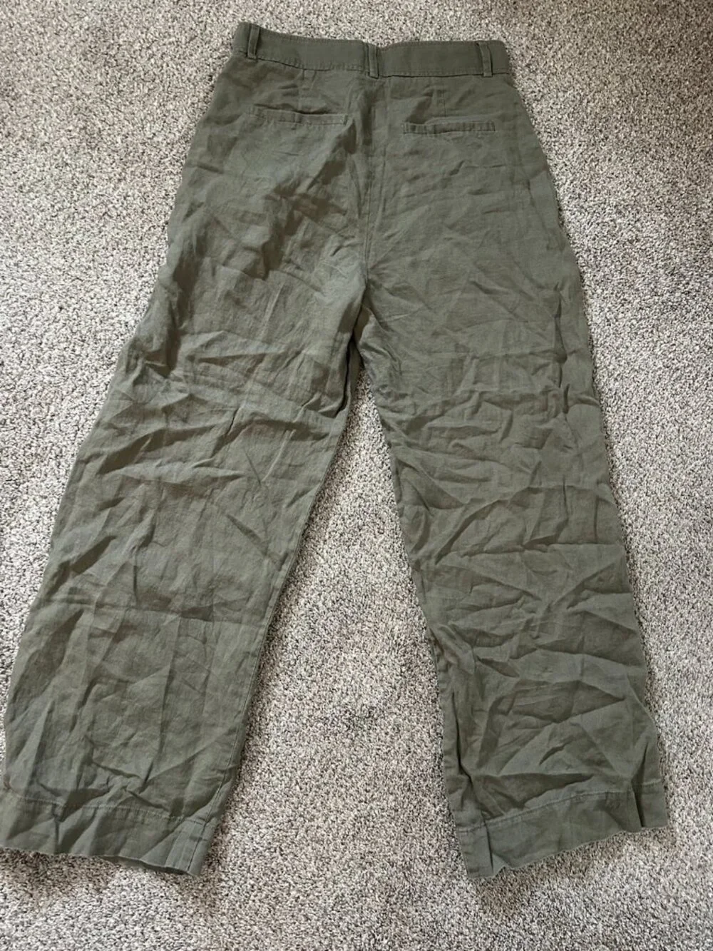 Everlane Women's Olive Green The Linen Way-High Drape Pants Size 6